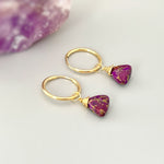 Mojave Purple Copper Turquoise Earrings Gold Huggie hoops for women