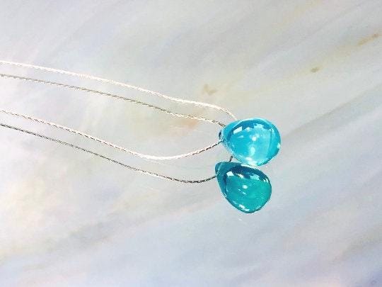Rain Drop Earrings Aqua Art Glass Earrings sterling silver modern art glass earrings, beach glass, gift for wife, girlfriend