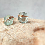 Aquamarine Stud Earrings Raw Gemstone Earrings March Birthstone