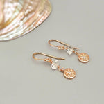 May include: A pair of gold earrings with a small clear crystal and a star-shaped charm on each earring.