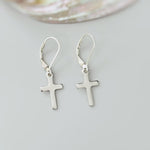 Dainty Gold Cross Earrings dangle sterling silver minimalist religious faith jewelry for women Christian communion confirmation gift for her