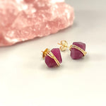 Raw Ruby Earrings 14k Gold Fill, Silver, Rose Gold