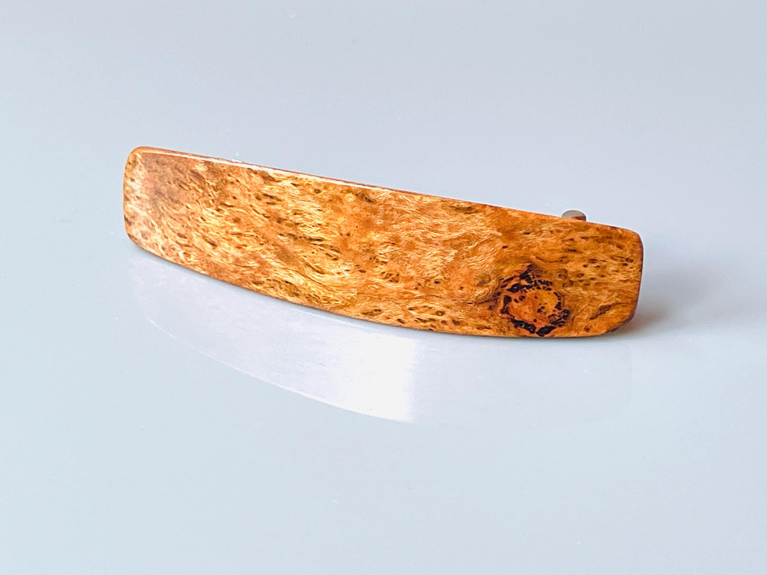 Small Hair Clip, wood non slip, fine hair Barrette for women Cherry Burl Local Wood 5th Anniversary gift for wife girlfriend minimalist claw