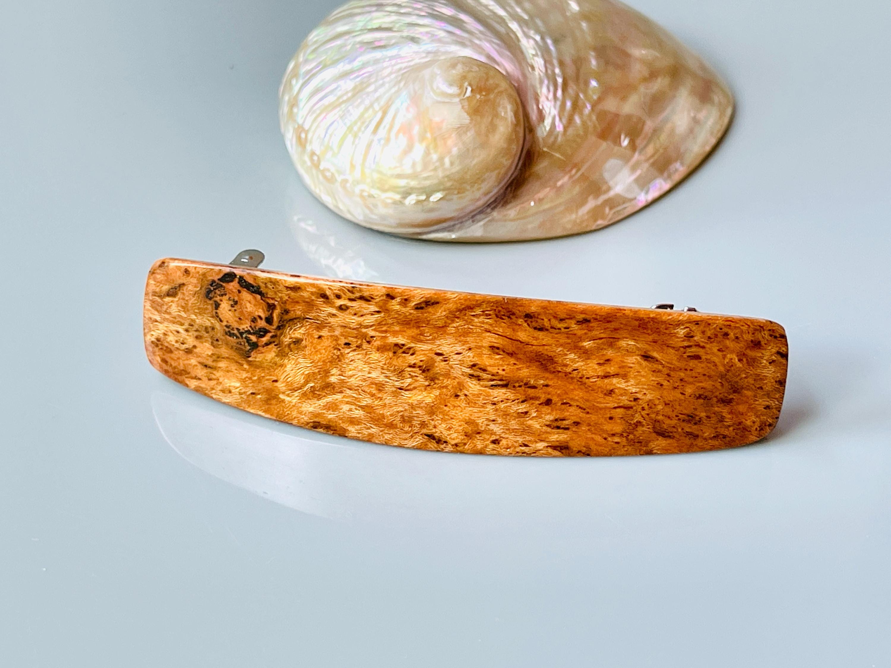 Small Hair Clip, wood non slip, fine hair Barrette for women Cherry Burl Local Wood 5th Anniversary gift for wife girlfriend minimalist claw