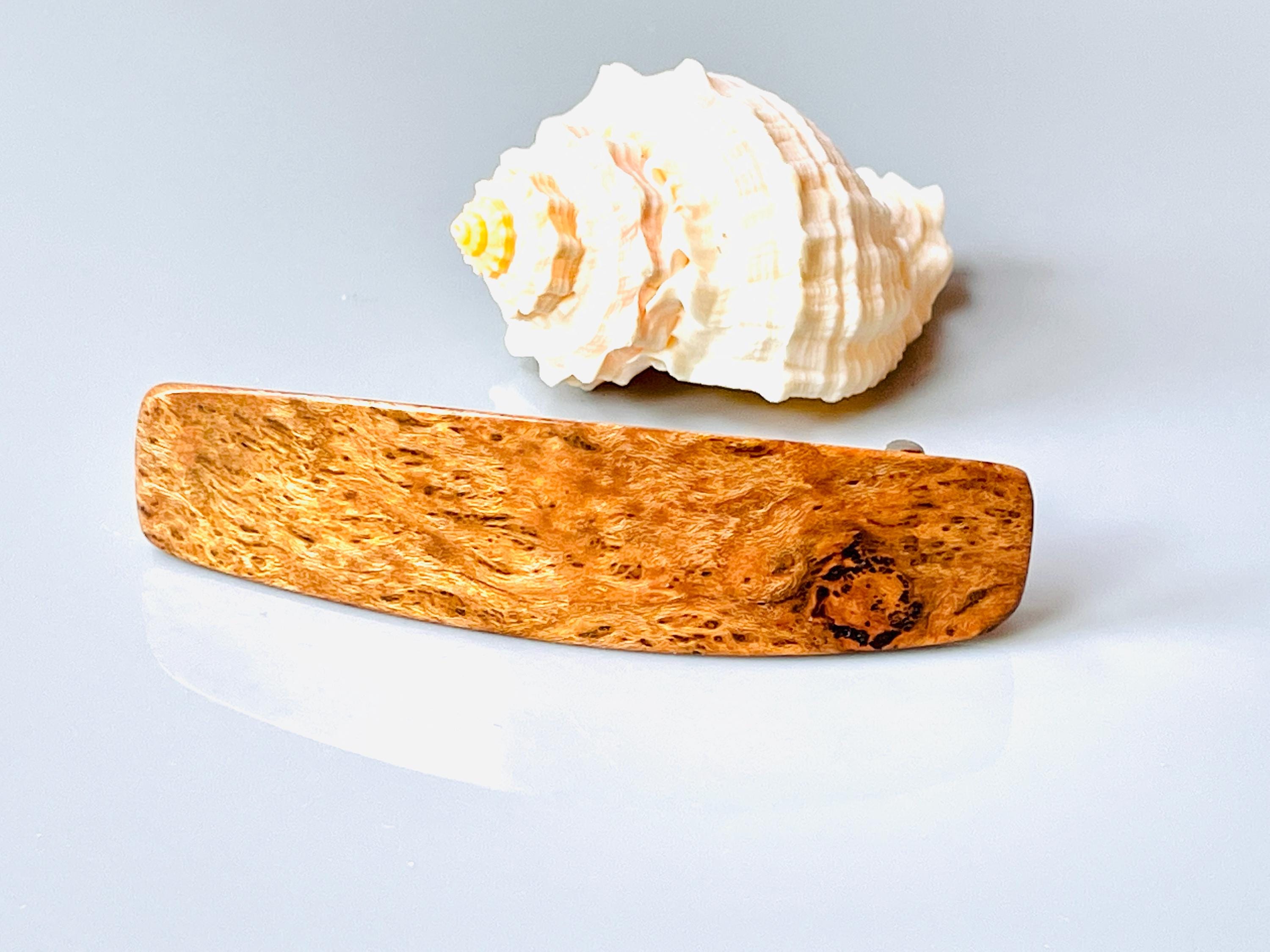 Small Hair Clip, wood non slip, fine hair Barrette for women Cherry Burl Local Wood 5th Anniversary gift for wife girlfriend minimalist claw