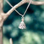 Silver Christmas Tree Necklace pine tree pendant handmade rustic nature jewelry gift for outdoor lovers holiday party winter jewelry gift