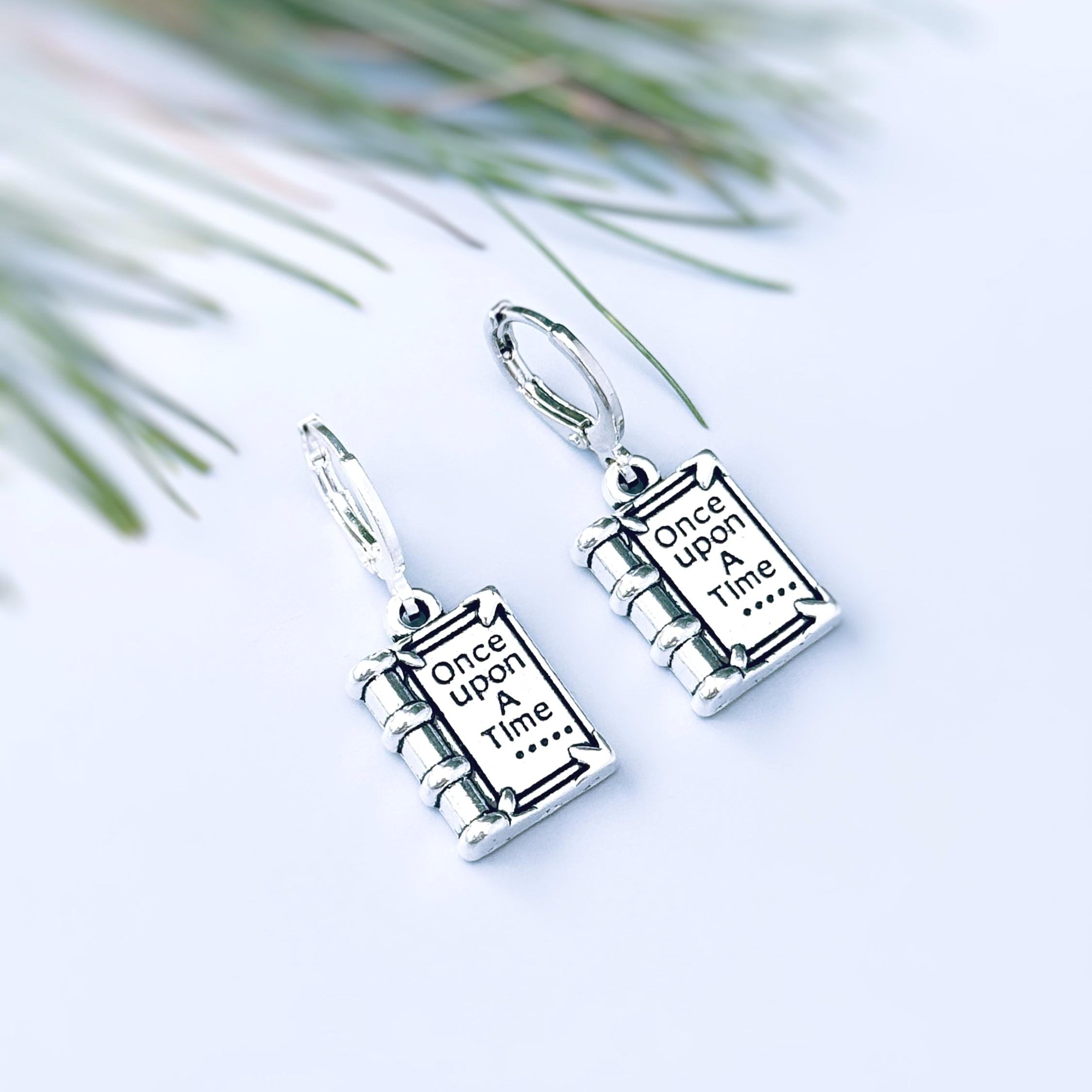 Book Earrings dangle handmade silver Bookish Jewelry unique dangling fun charm earrings nerdy bookish gift for book clubs, teachers, readers