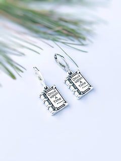 Book Earrings dangle handmade silver Bookish Jewelry unique dangling fun charm earrings nerdy bookish gift for book clubs, teachers, readers