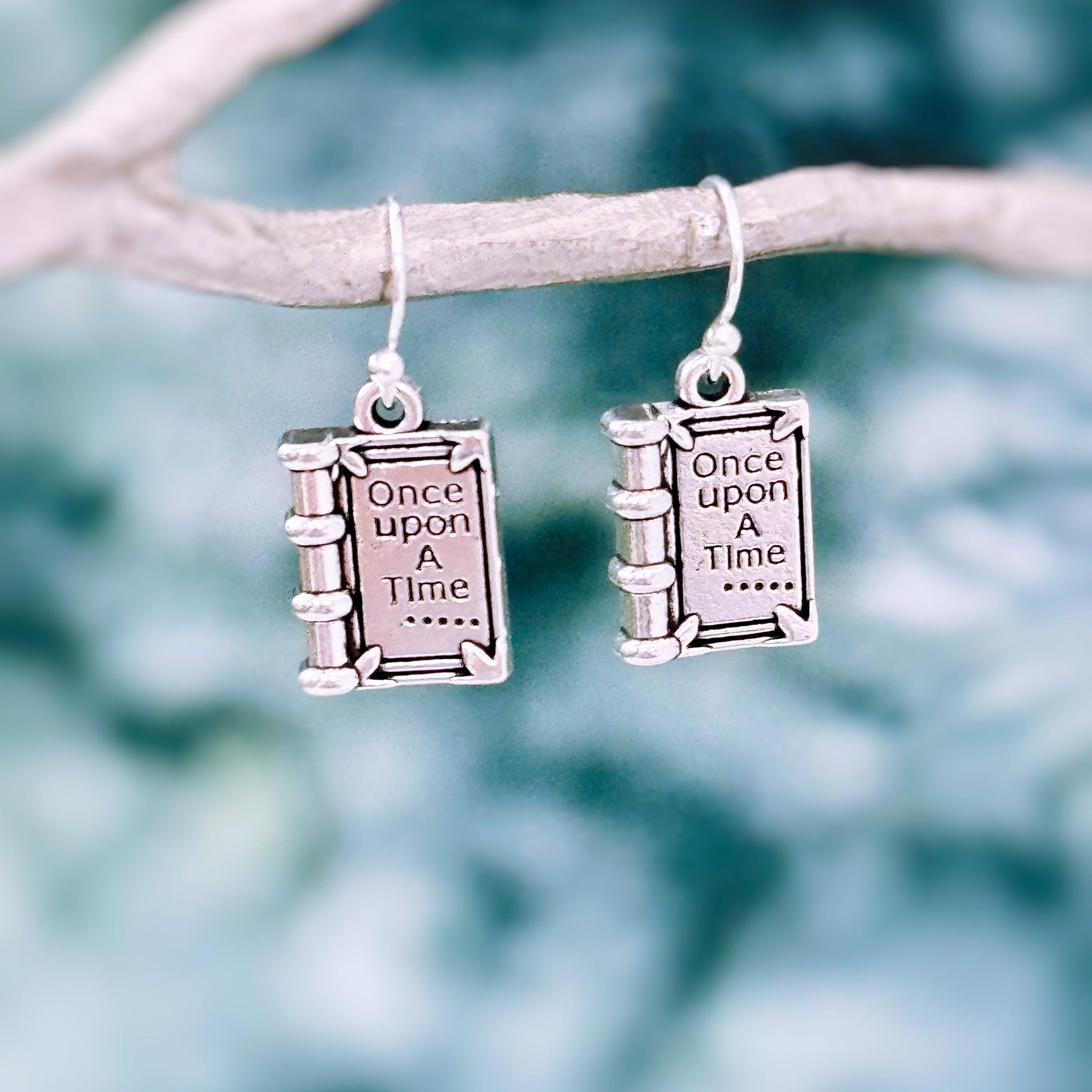 Book Earrings dangle handmade silver Bookish Jewelry unique dangling fun charm earrings nerdy bookish gift for book clubs, teachers, readers