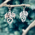 Silver Dragon Earrings dangle handmade Fantasy whimsigoth jewelry stainless steel grunge gothic statement earrings witchy gift for women
