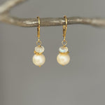 Pearl and Moonstone Earrings Dangle Sterling Silver, 14k Gold Handmade Gemstone Freshwater Pearl Jewelry June birth stone gift for mom, wife
