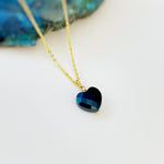 Dainty Black Onyx Heart Necklace, Faceted Onyx Pendant in 14k Gold Fill, Sterling Silver July Birthstone whimsigoth Jewelry witchy gothic