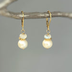 Pearl and Moonstone Earrings Dangle 14k Gold, Silver Handmade Gemstone Freshwater Pearl Jewelry June birth stone gift for mom, wife