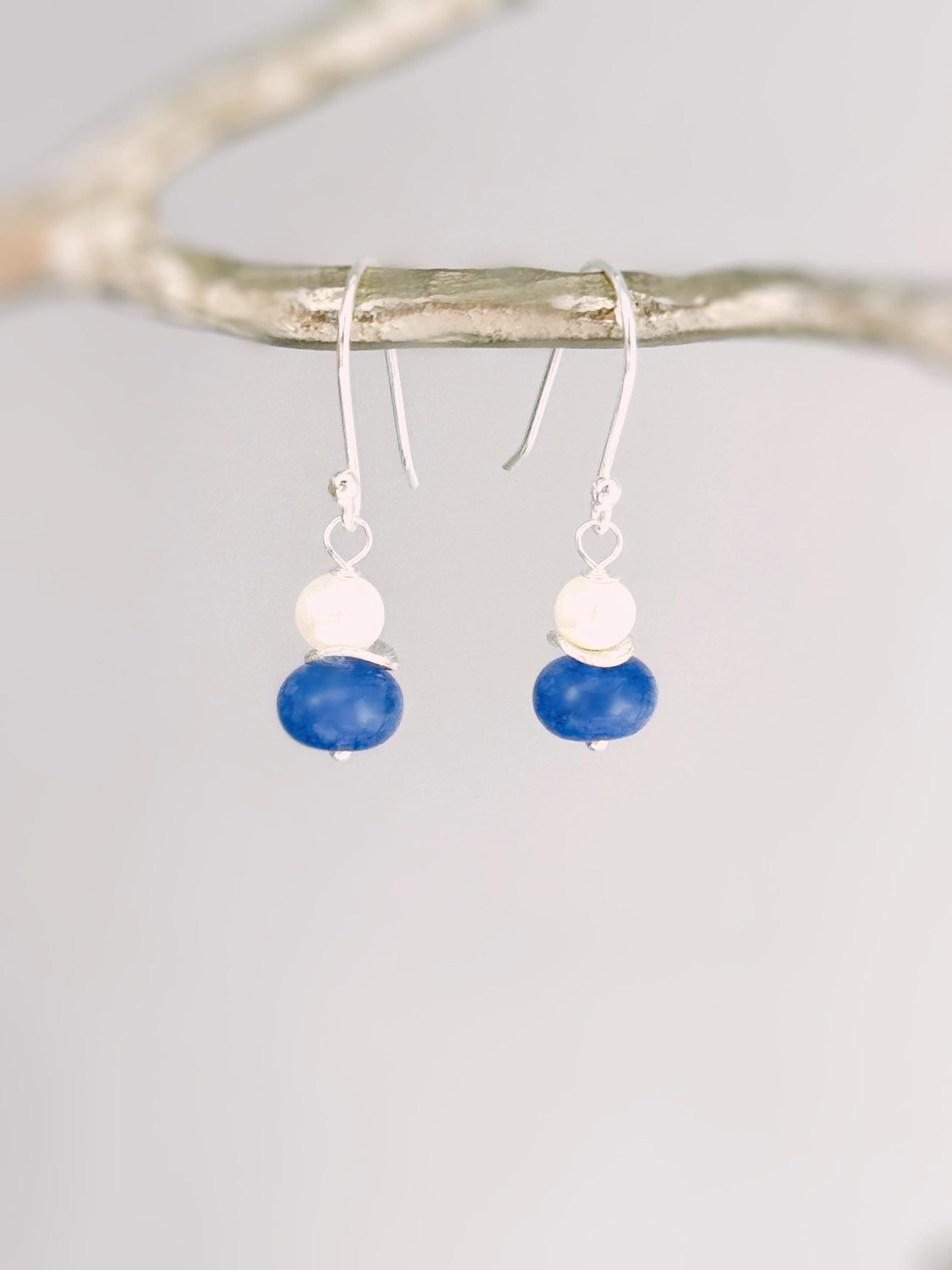 Dainty Pearl and Tanzanite Earrings dangle 14k gold , Sterling Silver handmade purple gemstone freshwater pearl jewelry December birthstone