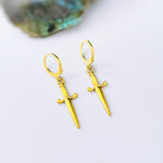 Silver Dagger Sword Hoop Earrings dangle
