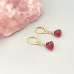 Ruby Red Gemstone Earrings dangle 14k gold, Sterling Silver, Rose Gold