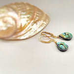 Abalone Shell Earrings handmade dangle drop 14k Gold, Sterling Silver Summer Jewelry iridescent abalone minimalist jewelry for beach wedding