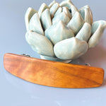 Wooden Hair Clip French Barrette for women Medium Curly Cherry wood minimalist plain hair claw clasp 5th Anniversary gift for wife