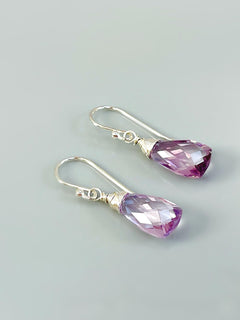 Amethyst Earrings Sterling Silver, Rose Gold, 14k gold fill, teardrop everyday handmade jewelry for women pink Purple Gemstone Earrings