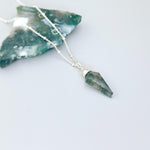 Moss Agate Necklace Sterling Silver, Rose Gold, 14k Gold handmade crystal jewelry green gemstone pendant layering necklace for bohemian gift