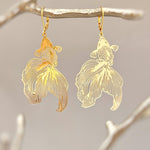 Goldfish Earrings, Dangly Statement Jewelry, big unique funky boho jewelry, lightweight large earrings fun gift for Koi Fish, animal lovers