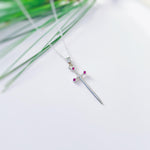 Sword Necklace silver garnet handmade medieval warrior mythical dagger punk jewelry renaissance faire Celtic gothic stainless steel grunge