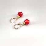Red Coral Earrings dangle 14k Gold Fill, Sterling Silver winter berry jewelry lever back Dainty Drop handmade modern dangly artisan earrings