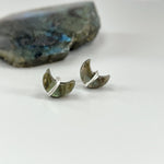 Crescent Moon Labradorite Stud Earrings in Sterling Silver