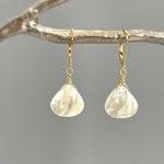 Mother of Pearl Earrings dangle drop 14k Gold, Silver beachy shell pearl jewelry Summer Jewelry handmade iridescent minimalist gift for wife