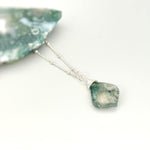 Moss Agate Pendant Necklace for women Silver, Rose Gold, Gold handmade crystal jewelry simple boho layering necklace gift for sister friend