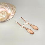 Morganite Rose Gold Earrings dangle pink, peach, champagne 14k Gold fill Dainty tear drop crystal dangly earrings Handmade Jewelry for women