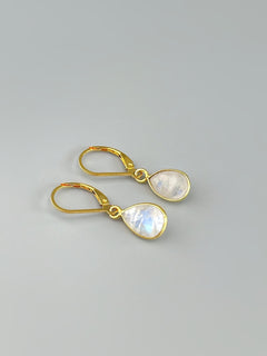 Moonstone Earrings 14k Gold Fill Dangling Gemstone Earrings Handmade Rainbow Blue Moonstone Jewelry for women vermeil gift for wife