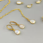 Moonstone Earrings 14k Gold