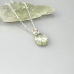 Green Amethyst Necklace Handmade sage mint green gemstone pendant Sterling Silver Prasiolite handmade jewelry layering necklace for women