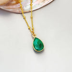 Emerald Necklace 14 Gold, Sterling silver, Handmade gemstone pendant Genuine Raw Emerald handmade jewelry layering necklace May Birthstone