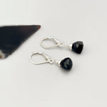 Onyx earrings dangle Sterling Silver, 14k gold, Rose Gold Dainty tear drop crystal dangly black gemstone July birthstone jewelry for women