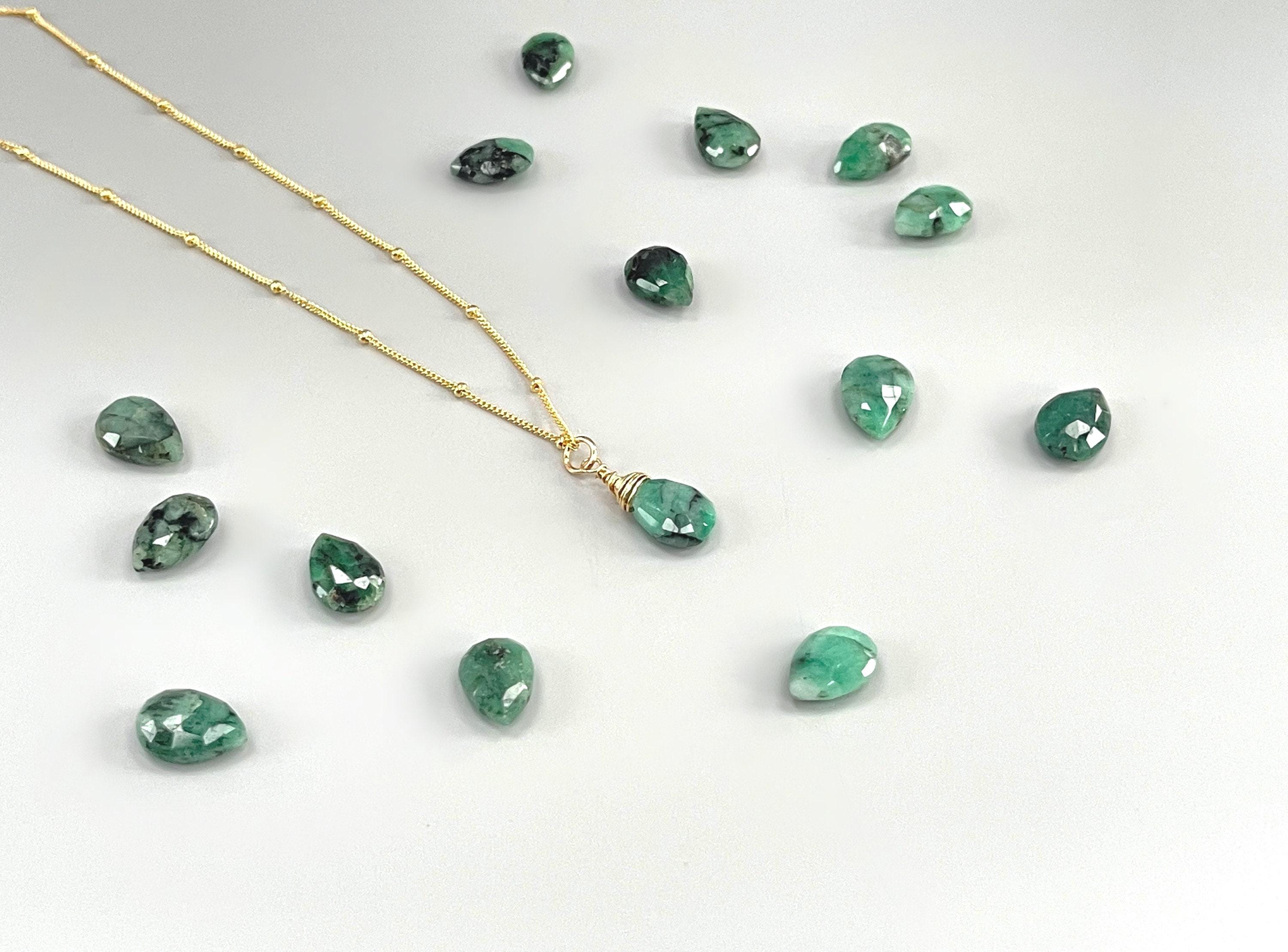 Dainty Emerald Necklace 14k gold Rose Gold, Sterling Silver Handmade Jewelry for women, mom gift green gemstone layering pendant choker