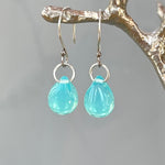 Rain Drop Earrings Aqua Art Glass Earrings sterling silver modern art glass earrings, beach glass, gift for wife, girlfriend