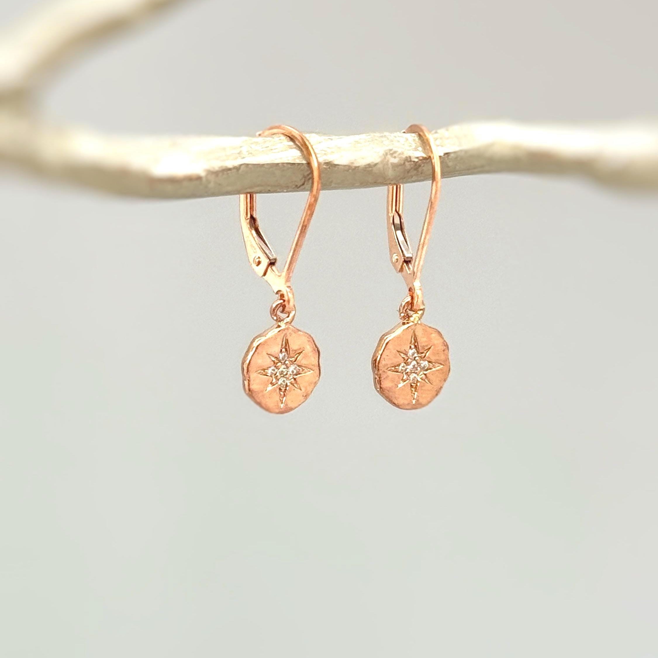 Dainty Polaris North Star Earrings dangle rose gold, gold, silver boho handmade crystal jewelry graduation gift for daughter granddaughter