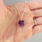 Amethyst Heart Necklace Silver, Gold, Rose Gold February birthstone gift for girlfriend, wife handmade purple gemstone pendant Valentines