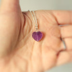 Amethyst Heart Necklace Silver, Gold, Rose Gold February birthstone gift for girlfriend, wife handmade purple gemstone pendant Valentines
