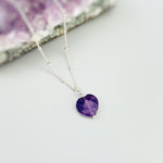 Amethyst Heart Necklace Silver, Gold, Rose Gold February birthstone gift for girlfriend, wife handmade purple gemstone pendant Valentines