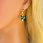 Abalone Heart Earrings Huggie Hoops Gold, Silver, Rose Gold dangle handmade, colorful ocean beach wedding summer jewelry gift for surfers