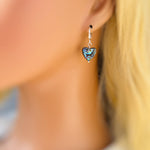 Abalone Heart Earrings Huggie Hoops Gold, Silver, Rose Gold dangle handmade, colorful ocean beach wedding summer jewelry gift for surfers