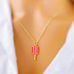 Pickleball Necklace, gold colorful enamel racquet pickleball player jewelry gift for her unique sporty cute fitness accessories for women