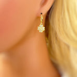 Lucky Gold Four Leaf Clover Earrings Dangle Crystal leverbacks Shamrock Chrams Irish jewelry good luck St Patricks day gift for her, women