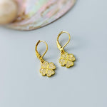Lucky Gold Four Leaf Clover Earrings Dangle Crystal Huggie Hoops Shamrock Chrams Irish jewelry good luck St Patricks day gift for her, women