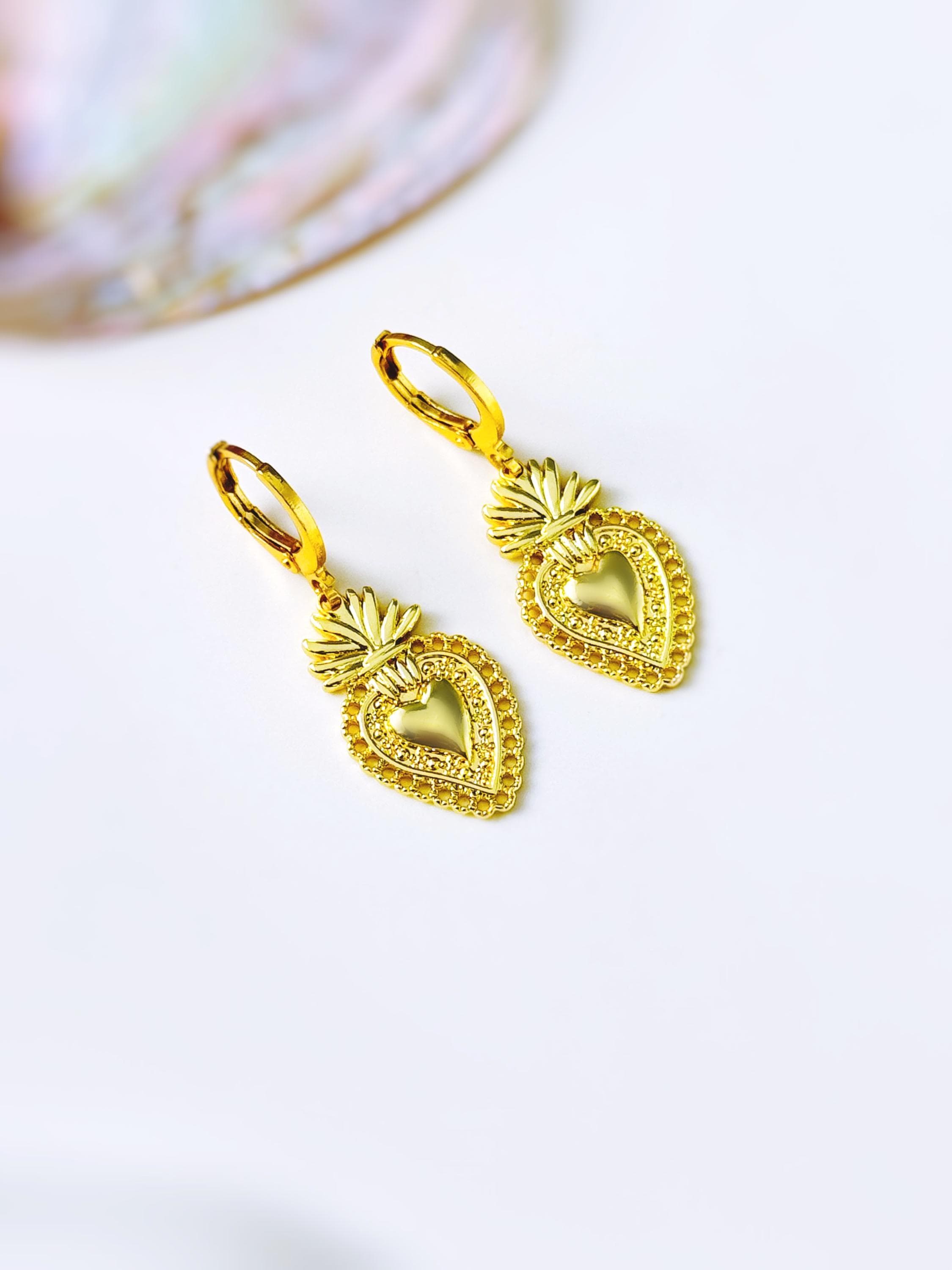 Sacred Earrings Gold, Silver Dangle religious faith jewelry for women Christian Jewelry, Catholic Faith Confirmation Gift for her, women