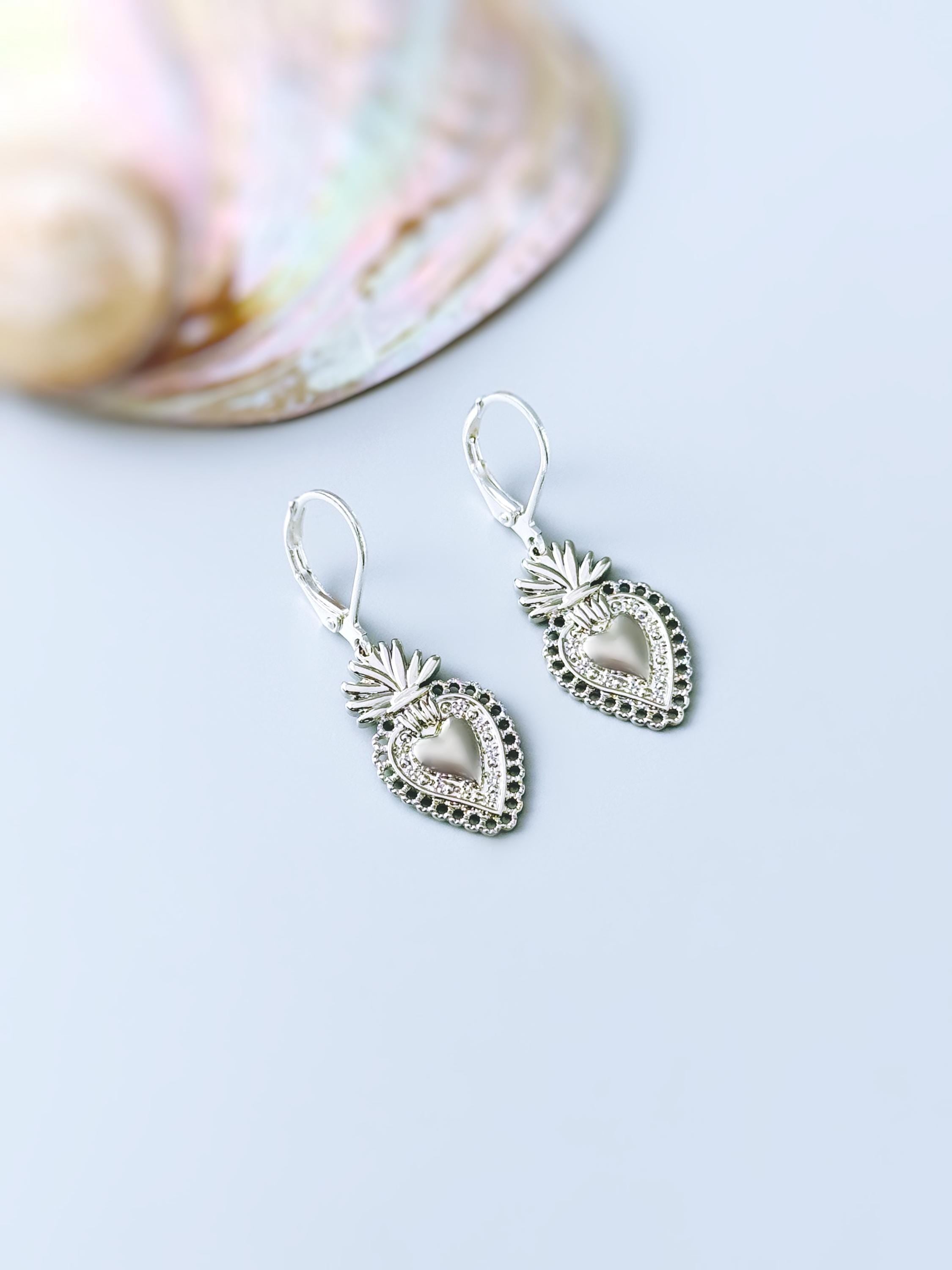 Sacred Earrings Gold, Silver Dangle religious faith jewelry for women Christian Jewelry, Catholic Faith Confirmation Gift for her, women