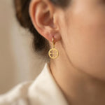 Silver Four Leaf Clover Earrings Dangle Gold minimalist Huggie Hoops lucky Shamrock charm Irish jewelry St Patricks day gift for her